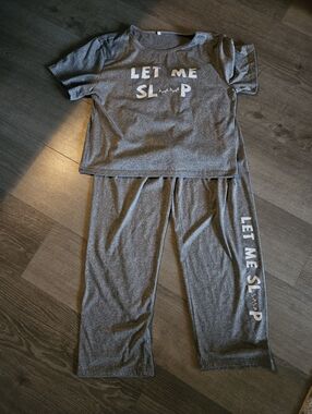 Womans' Gray 'Let Me Sleep' Pajama Set